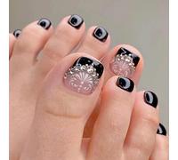 Resweky 24 pz Nude Rosa False Unghie Francese Quadrato Fake ToeNails Glossy Crystal Press on Toe Nail Tips per le donne e le ragazze
