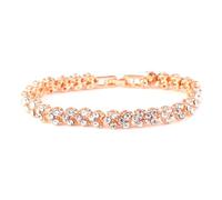 Resweky Boho Bracciale di Cristallo Catena Amore Cuore Strass Dainty Braccialetto Gioielli Catena A Mano Regali Per Le Donne Ragazze (Rose gold)