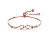 Resweky Boho Crystal Bracelet Chain Lettera 8 Dainty Lucky Bracelet Gioielli Hand Chain Regali Per Le Donne Ragazze (Rose Gold)