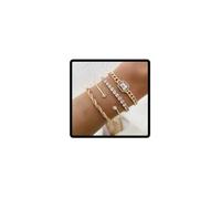 Resweky Boho Crystal Stackable Bracelet Set Oro Twisted Bracciale Bracciale Vintage Delicato Hand Chain Gioielli Regalo per le Donne (gold)