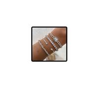 Resweky Boho Crystal Stackable Bracelet Set Oro Twisted Bracciale Bracciale Vintage Delicato Hand Chain Gioielli Regalo per le Donne (silver)