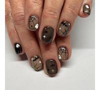 Resweky Halloween Square Bat Spider Unghie finte francesi Short Ghostface fantasma unghie finte copertura completa Unghie acriliche per le donne e le ragazze (Style 3, Free size)