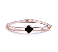 Resweky La moda è un regalo di gioielleria per le donne al braccialetto fortunato trifoglio Cuff braccialetto Dainty Hand Chain Jewelry (Rose gold)