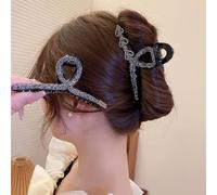 Resweky Molletta per capelli in metallo con perline nere, molletta per capelli carina per donne e ragazze (motivo a cuori)