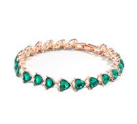 Resweky Rose Gold Boho Crystal Bracciale Catena Amore Cuore Strass Dainty Braccialetto Gioielli Catena A Mano Regali Per Le Donne Ragazze (Green)