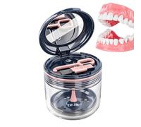 Retainer - Scatola per la pulizia con specchio e cestino, 8 x 8 x 8 cm | Contenitore da viaggio per dentiere per casa, ufficio, scuola, viaggi, attività all'aperto, vacanze