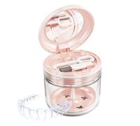 Retainer - Scatola per la pulizia con specchio e cestino, 8 x 8 x 8 cm | Contenitore da viaggio per dentiere per casa, ufficio, scuola, viaggi, attività all'aperto, vacanze