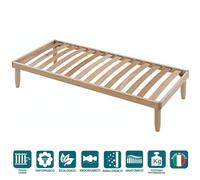 Evergreenweb - Rete una Piazza e Mezza Fissa 120x190 alta 35 cm a Doghe in Legno Naturale ORTOPEDICA Base per Letto o Materasso Rinforzata Traverso Centrale 4 Gambe Smontabili Base da Incasso, OFFERTA