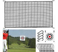 Rete Allenamento Golf 3m x 4.5m con Bersaglio-Fibra Poliestere Nero a Maglie 2,54cm, Rinforzi Bordi + 10 Palle Elastiche + 4 Moschettoni - Montaggio Istantaneo per Giardino| Rete da Swing per Interni/