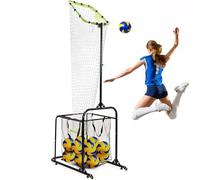 Rete da allenamento per pallavolo con altezza e angolazione regolabili, doppia dimensione del cerchio per spuntare, servire e fare pratica di impostazione, adatta per uso interno ed esterno