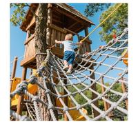Rete da arrampicata per esterni, 3 x 5 m, resistente, per parco giochi, casa sull'albero, altalena, corsa ad ostacoli, scala di corda, allenamento divertente e sicuro per bambini e adulti