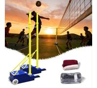 Rete da badminton da pallavolo con altezza regolabile da 1,5 a 2,1 m, rete sportiva portatile 2 in 1 con base ruota, per giochi in giardino e all'aperto