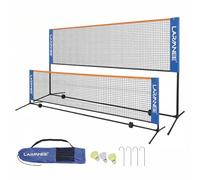 Rete da Badminton, Rete da Tennis, Regolabile in 3 Altezze, Portatile e Pieghevole, Set di Esercizio con Rete, Supporto di Ferro e Borsa di Trasporto ELC04BN02