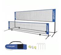 Rete da Badminton, Rete da Tennis, Regolabile in 3 Altezze, Portatile e Pieghevole, Set di Esercizio con Rete, Supporto di Ferro e Borsa di Trasporto ELS05BN02