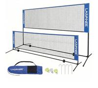 Rete da Badminton, Rete da Tennis, Regolabile in 3 Altezze, Portatile e Pieghevole, Set di Esercizio con Rete, Supporto di Ferro e Borsa di Trasporto ELS03BN02