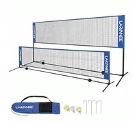 Rete da Badminton, Rete da Tennis, Regolabile in 3 Altezze, Portatile e Pieghevole, Set di Esercizio con Rete, Supporto di Ferro e Borsa di Trasporto ELS04BN02