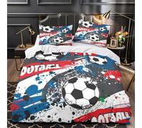 Rete da calcio Set Di Copripiumino 3 pezzi ultra microfibra motivo 3D con cerniera con federe per cuscini Scena notturna dello stadio sportivo copripiumino for ragazzi e bambini Double（200x200cm）