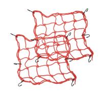 Rete da carico per moto, 2 pezzi, 40 x 40 cm, con 6 ganci regolabili, resistente, rete elastica per casco, moto, bicicletta, rete elastica per riporre oggetti,rosso