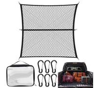 Rete da Ccarico per Camion, Rete Portaoggetti Auto 120×120 cm Estendibile Fino a 210×210 cm, Rete Elastica con 6 Moschettoni in Acciaio & Borsa, per Auto Portabagagli sul Tetto/Baule/Camion/SUV