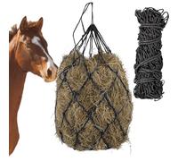 Rete da Fieno per Cavalli: WIYETY 2 Pezzi Rete per Fieno per Cavalli, Rete per Mangime con Anelli, Rete per Fieno per Cavalli 90x60 cm, Dimensione Maglie 5x5 cm, Borsa per Fieno per Cavalli, Nera