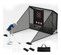 Rete da golf, rete da allenamento portatile con barriere laterali/ritorno automatico della palla, rete da golf con due panni bersaglio, una borsa per il trasporto e quattro ancoraggi a terra, per