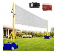 Rete Da Pallavolo Per Giardino Con Pali E Rete Da Badminton Inclusa, Set Sportivo 2 In 1 Con Altezza Regolabile Da 1,55 A 2,10 M, Base Con Ruote Per Esterno, Spiaggia, Scuola E Campeggio