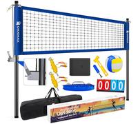 Rete da pallavolo professionale per esterni, con aste regolabili e design anti-abbassamento, rete portatile per pallavolo, include piastra fissa da spiaggia, tabellone, linea di confine e borsa per il