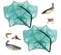 Rete Da Pesca 6 Fori, Rete Per Gamberetti, Nassa Da Pesca Per Gamberetti Nylon Pieghevole Granchio Fish Gabbia, Trappole In Rete Per Cipolla, Gamberi, Granchi, Aragoste, Pesci Trappola Per Granchi