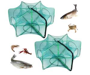 Rete Da Pesca 6 Fori, Rete Per Gamberetti, Nassa Da Pesca Per Gamberetti Nylon Pieghevole Granchio Fish Gabbia, Trappole In Rete Per Cipolla, Gamberi, Granchi, Aragoste, Pesci Trappola Per Granchi
