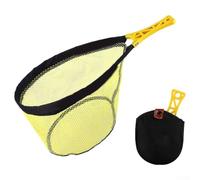 Rete da pesca a mosca pieghevole portatile con anello elastico in rete metallica, funzionamento con una sola mano, borsa a rete anti gancio e presa luminosa cava per pesca in torrente e fiume (grande