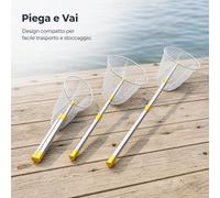 Rete da Pesca con Manico Lungo Pieghevole e Telescopico, guadino telescopico