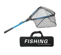 Rete da pesca con manico telescopico, manico telescopico, rete da pesca in lega di alluminio, rete da pesca a mosca per barche da 74 cm per pesci, per interni, esterni, presente, blu, colore nero