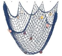 Rete da Pesca Decorativa, Cornice da Appendere in Stile Nautico Mediterraneo Oceano Foto Spiaggia con Conchiglie per la Decorazione della Parete della Camera Letto Casa (Blu, 1M x 2M)