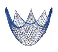 Rete da pesca decorativa in corda di cotone per arte a tema, decorazione per la casa, stile mediterraneo, camera da letto, soggiorno, spiaggia o ristorante (1 x 2 m o 1,5 x 2 m, bianco/blu) (blu e blu