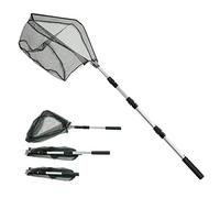 Rete da pesca in alluminio triangolare pieghevole -1,9 m manico lungo telescopico estensibile -rete a prova di groviglio, strumenti puliti per bambini, acquario, laghetti oggetti galleggianti, uccelli