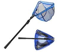 Rete da pesca in gomma, pieghevole, con asta telescopica in fibra di vetro e maniglia, rete rivestita in gomma per la pesca in acqua dolce, facile da catturare e rilasciare, espandibile (250 cm)