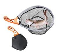 Rete da pesca per trote, con manico, rete con borsa per la raccolta di pesce e salmone, per fiume, lago, acqua dolce, acqua salata, kayak, barca