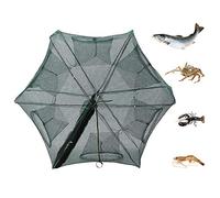 Rete da Pesca Pieghevole 6 Fori, Trappola in Nylon per Granchi e Gamberetti, Gabbia per Pesci