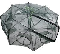 Rete da pesca pieghevole portatile, facile da usare, trappola per gabbia, trappola per pesciolini, gamberi, granchi, aragoste, pesci (8 lati, 8 fori)