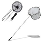 Rete da pesca, rete da pesca, in acciaio inox da 155 cm, 3 sezioni telescopiche, gommate, resistente, rete in nylon pieghevole, per adulti bambini, polvere, laghetto