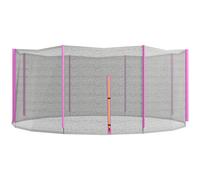 Rete di Protezione per Trampolini a 8 Pali con Ingresso con Cerniera Ø366x180 cm in PE Nero e Rosa