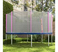 Rete di Protezione per Trampolini a 8 Pali con Ingresso con Cerniera, in PE, Ø366x180 cm, Nero e Rosa