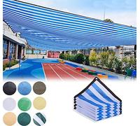 Rete di protezione UV 14 x 18 m con occhielli, 95% protezione solare HDPE, telone per balcone e giardino, protezione dal vento, a righe, per esterni