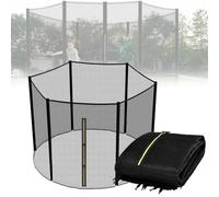 Rete di ricambio per trampolino, diametro adatto per rete di recinzione per trampolino con telaio rotondo, 6/8/12 aste, fibbia protettiva con cerniera a doppia estremità, solo rete(10ft-8 poles)