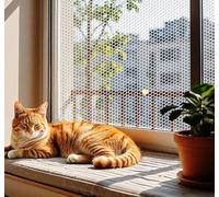 Rete di sicurezza per gatti in plastica, bianca, anti-caduta, protezione per balcone, finestra, isolamento, rinforzata, per scale, terrazze, balconi (distanza fori 0,8 cm, 40 x 200 cm)