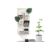 Rete di stoccaggio per peluche, mensola da parete Boho - Amaca imbottita con nappe | per la casa camera da appartamento residenza universitaria asilo entry party