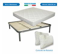 Rete e Materasso matrimoniale waterfoam 160x190 + coppia di cuscini set completo