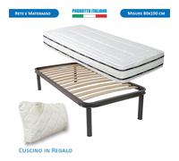 Rete e Materasso singolo waterfoam 80x190 + Cuscino fiocco set letto completo