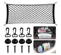 Rete Elastica Per Bagagliaio Auto, 90 x 30 cm Rete Portaoggetti Auto con 4 Gancio, Nylon, Universale, Faltbar, Estendibile Fino a 47 x194cm, per La Maggior Parte Delle Car, Van, SUV, Camion, Nero