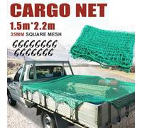 Rete elastica resistente per pickup, rimorchi e autocarri con cassone ribaltabile, sistema di fissaggio a 15 ganci con rete in polietilene e corda elastica regolabile, verde, 1 set (1,5 x 2,2 m)